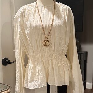 H&M Cream Long Sleeve Blouse